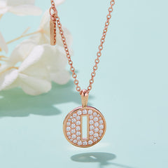 Circle Letter I Moissanite Necklace