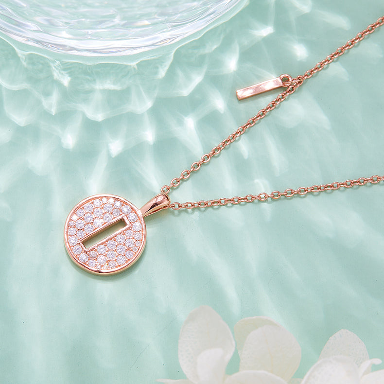 Circle Letter I Moissanite Necklace