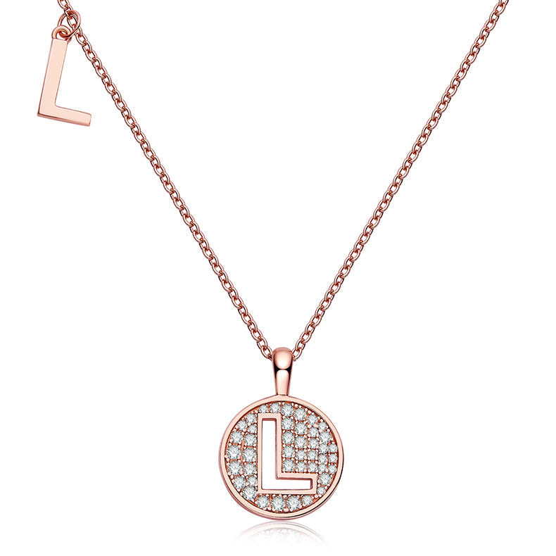 Circle Letter L Moissanite Necklace