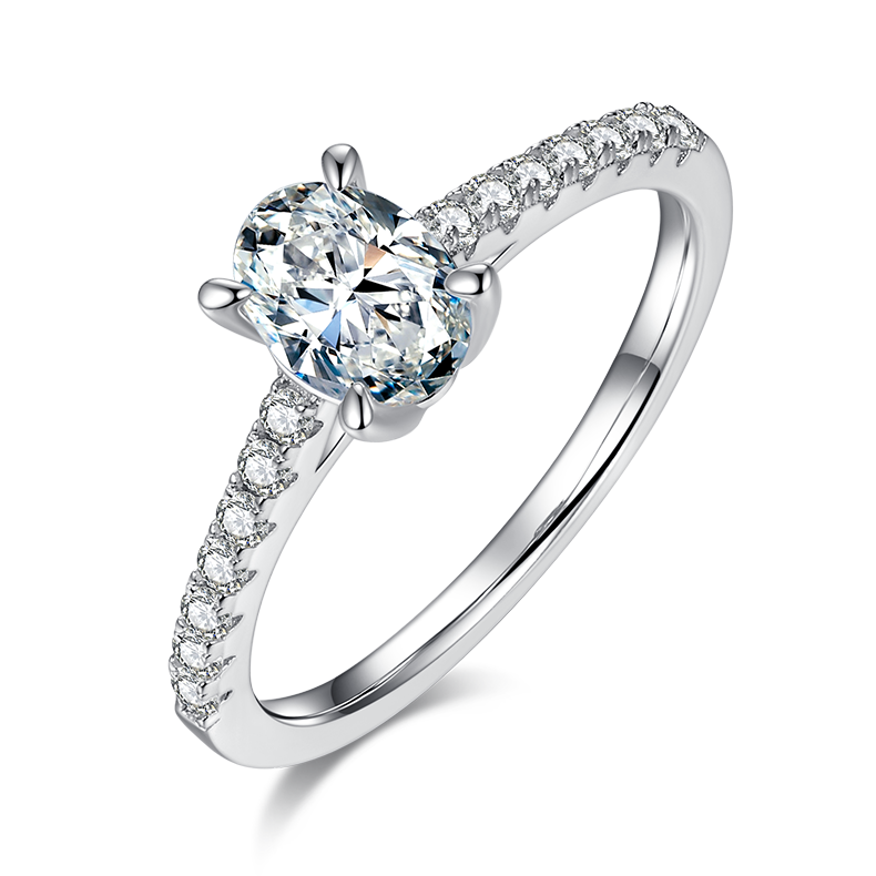 Cathedral 1.0Carat Oval Moissanite Engagement Ring