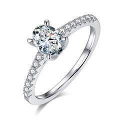 Cathedral 1.0Carat Oval Moissanite Engagement Ring