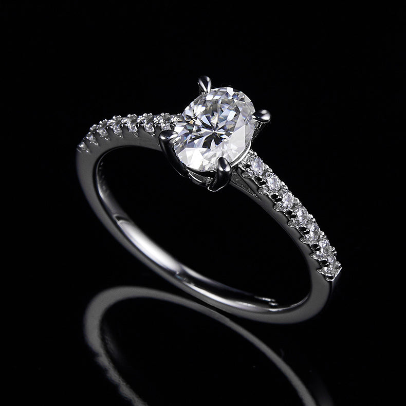 Cathedral 1.0Carat Oval Moissanite Engagement Ring