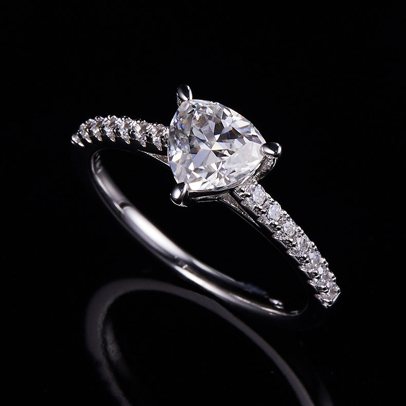 Cathedral Triangular Moissanite Engagement Ring