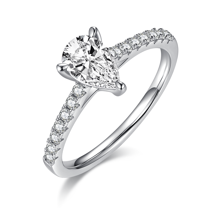 Cathedral 1.0CT Pear Shape Moissanite Engagement Ring