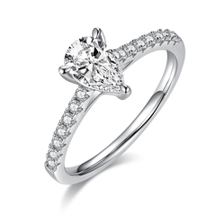 Cathedral 1.0CT Pear Shape Moissanite Engagement Ring