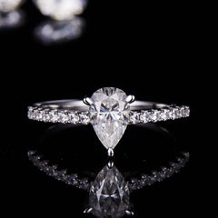 Cathedral 1.0CT Pear Shape Moissanite Engagement Ring