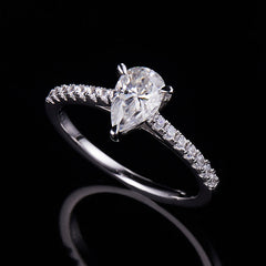 Cathedral 1.0CT Pear Shape Moissanite Engagement Ring