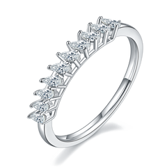 Pear Shape Moissanite Half Eternity Silver Ring