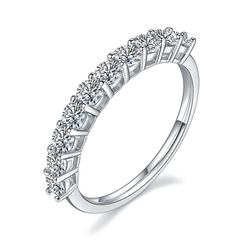 Half Round Cut Moissanite Eternity Ring