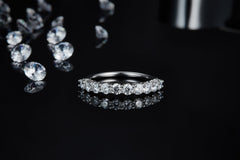 Half Round Cut Moissanite Eternity Ring