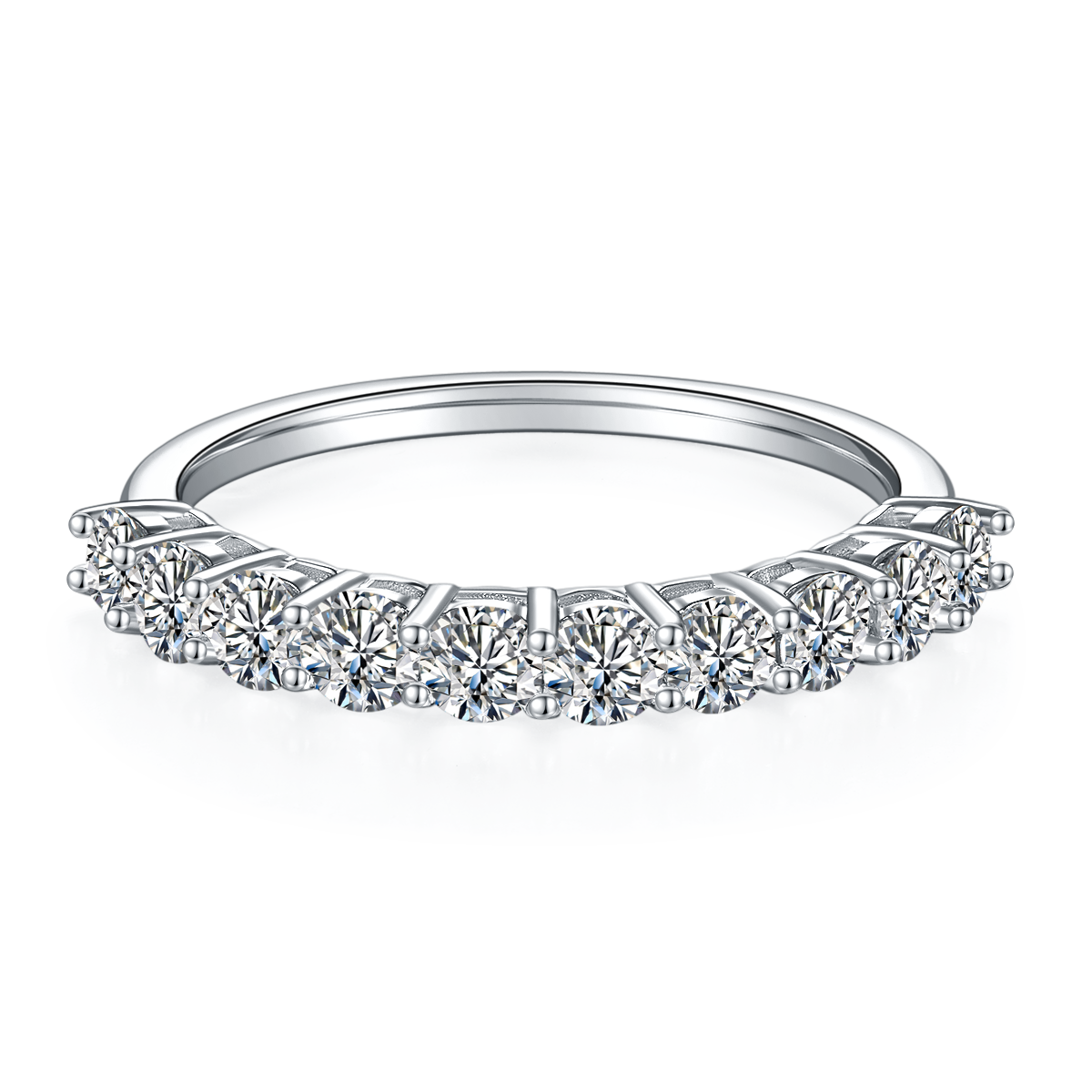 Half Round Cut Moissanite Eternity Ring