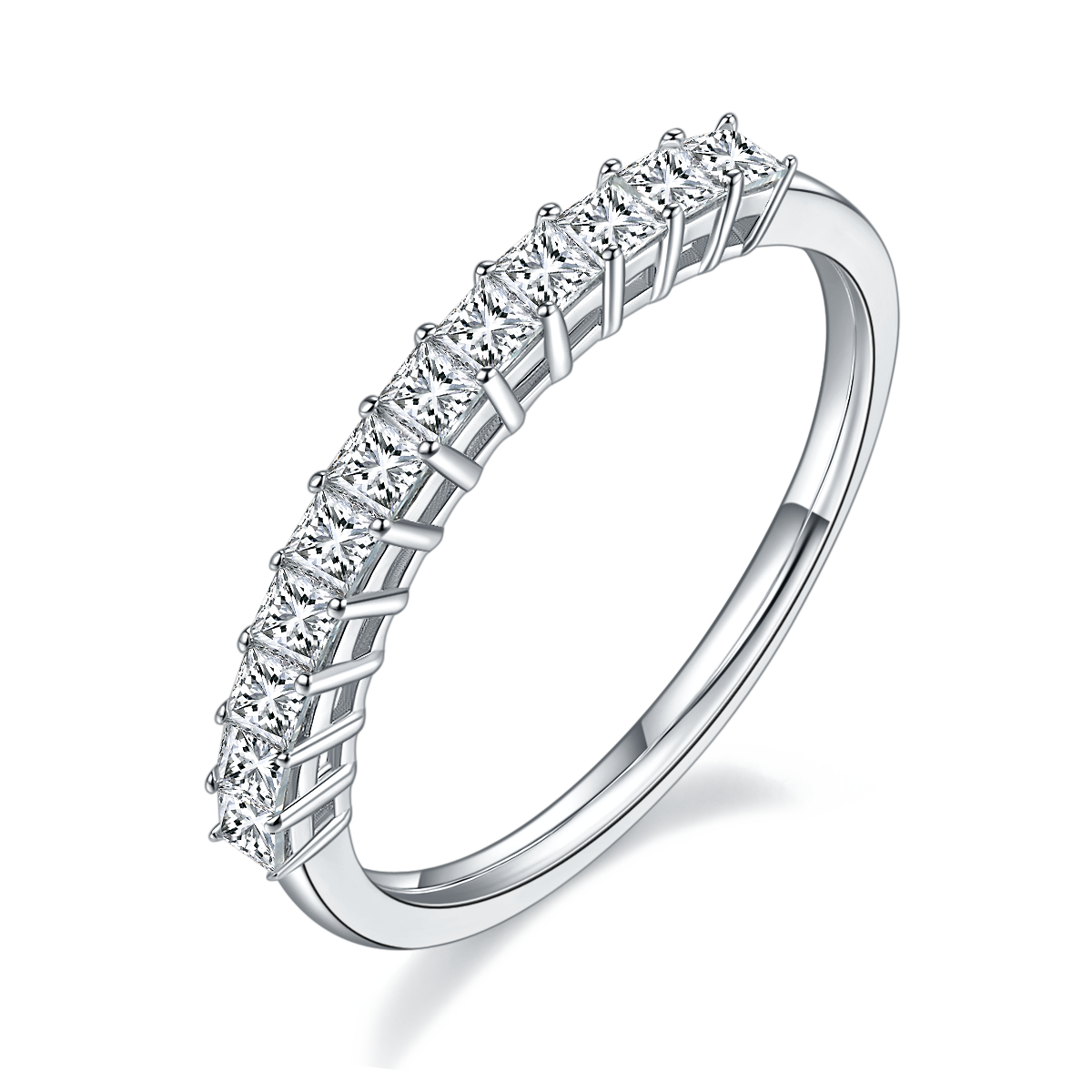 Princess Cut Moissanite Half Eternity Ring