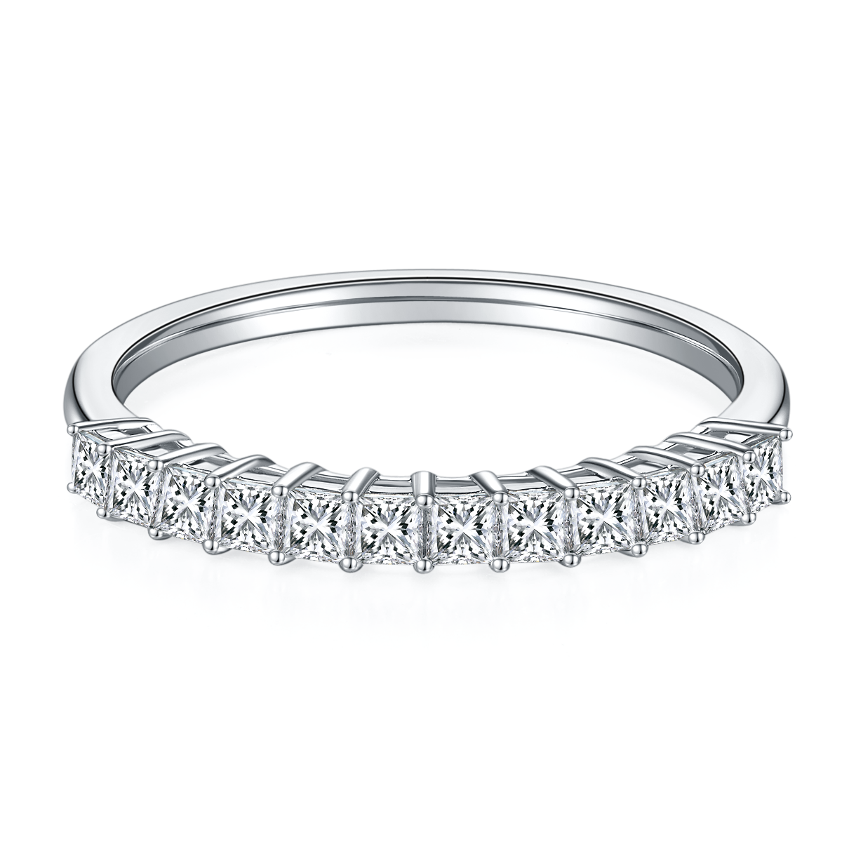 Princess Cut Moissanite Half Eternity Ring