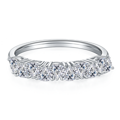 Triangle Moissanite Half Eternity Silver Ring