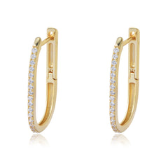 U-shaped with Half Zircon Silver Studs Earrings for Women