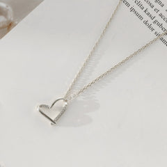 Stylish Hollow Heart with Zircon Silver Necklace for Women