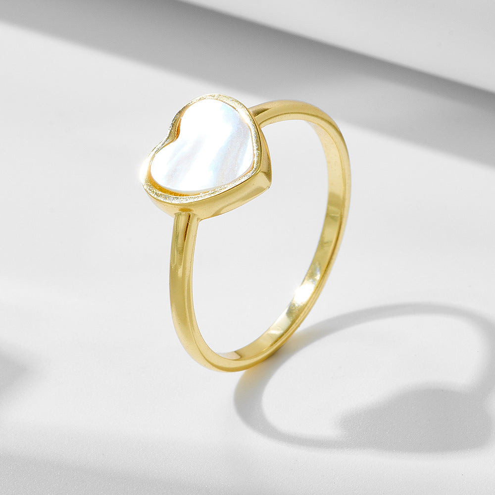 Heart Shape Mother of Pearl Silver Ring