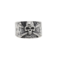 Halloween Cross Skeleton Zircon Titanium Steel Ring for Men