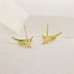 Zircon Bird with Pearl Silver Studs Earrings for Women