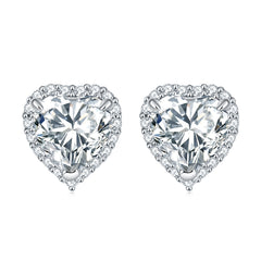 Halo Heart Zircon Stud Earrings