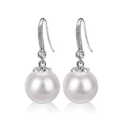 Pearl Pendant Silver Drop Earrings for Women