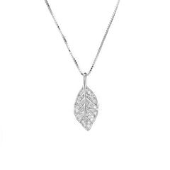 (Two Colours) White Zircon Leaf Solitaire Pendants Collarbone Necklace for Women