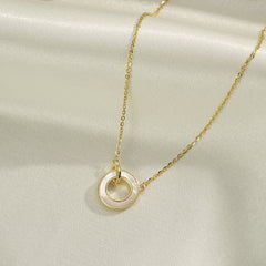 (Two Colours) White Mother of Pearl Circle Ring Pendants Collarbone Necklace for Women