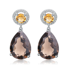 European Natural Pear Shape Silver Drop Earrings for Women