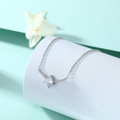 Triangle Zircon V-shape Pendant Silver Necklace for Women