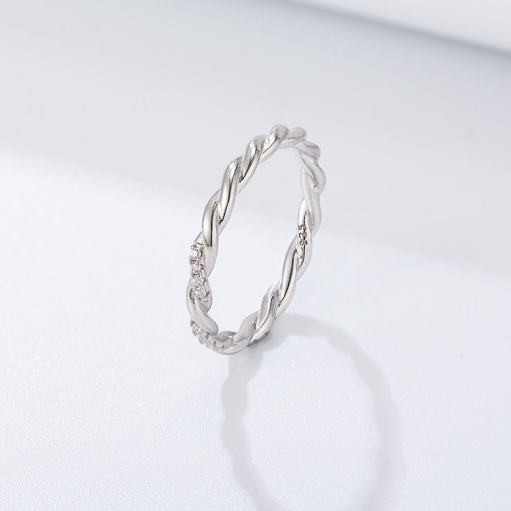 Twist Line Design Sterling Silver Ring