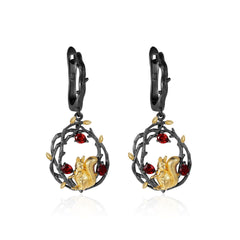 Squirrel Sterling Silver Drop Earrings for Women