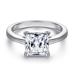 (2.0CT) Princess Cut Zircon Solitaire Silver Ring for Women