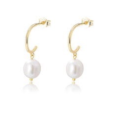 Irregular Baroque Pearl Pendant Silver Studs Earrings for Women