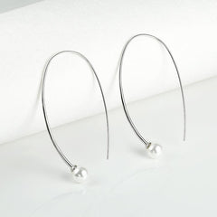 Simple Pearl Silver Hook Earrings for Women