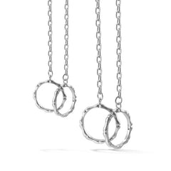 Bamboo Double Circle Buckle Silver Couple Necklace for Women