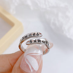 Character Pattern Silver Ring for Women