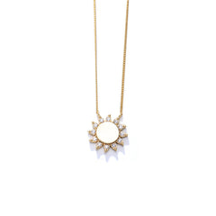 Sunflower with Zircon Pendant Sterling Silver Necklace for Women