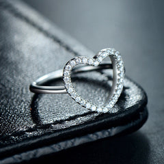 S925 Sterling Silver Japanese and Korean Hollow Micro Inlaid Zircon Ring Women's European and American Light Luxury Fashion Index Finger Ring Cross-border Delivery