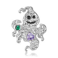 Halloween Melting Ghost Pendant Zircon Silver Necklace