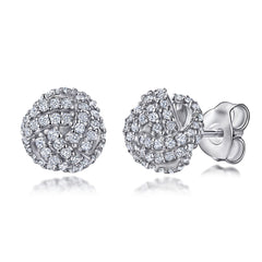 Zircon Circular Knot Silver Studs Earrings for Women