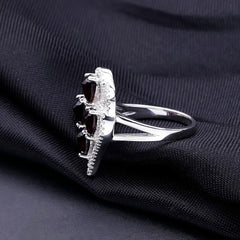 Natural Garnet Fashion Temperament Silver Ring for Women