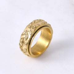 Wholesale Personalized Retro Men's Rotating Titanium Steel Ring in European and American Foreign Trade Jewelry Market