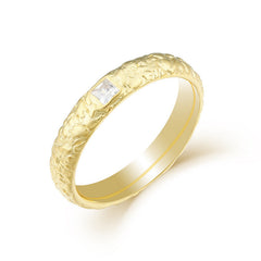 Square Zircon Concave Convex Pattern Silver Ring