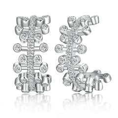 Zircon Half Garland Silver Studs Earrings for Women