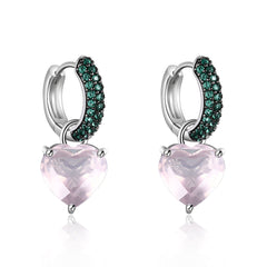 Thorn Bud Gemstone Love Shape Sterling Silver Drop Earrings for Women