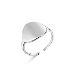 Polished Curved Round Shape Opening Sterling Silver Ring