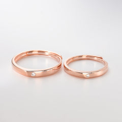 Rose Gold Colour with Zircon Silver Couple Ring
