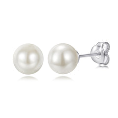 Single Pearl Silver Studs Earrings for Women