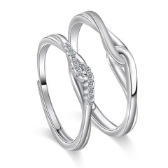 Romantic Interlaced Buckle Silver Couple Ring