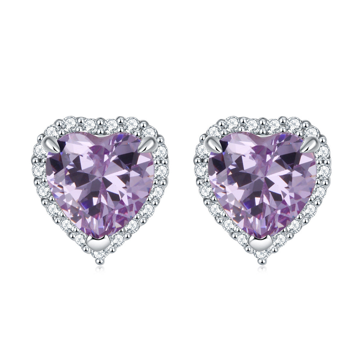 Halo Heart Zircon Stud Earrings